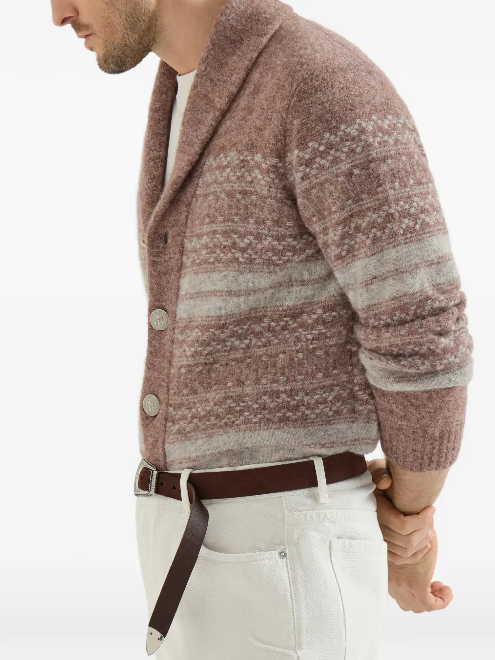 Brunello Cucinelli Nordic-jacquard vest van alpaca kasjmier en wol Bruin