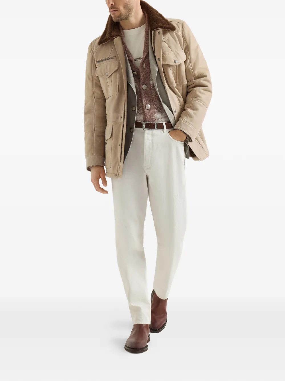 Brunello Cucinelli Nordic-jacquard vest van alpaca kasjmier en wol Bruin