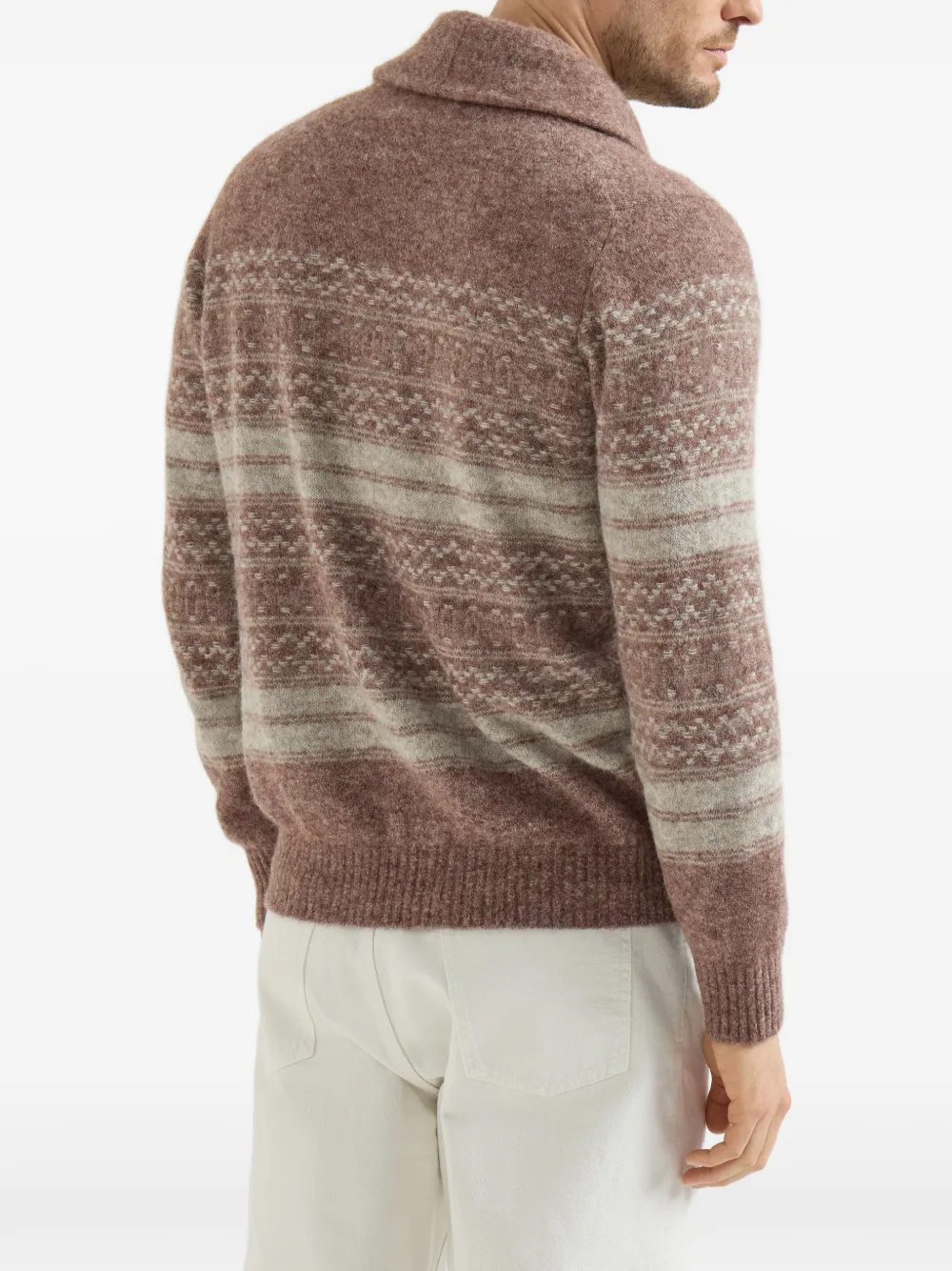 Brunello Cucinelli Nordic-jacquard vest van alpaca kasjmier en wol Bruin
