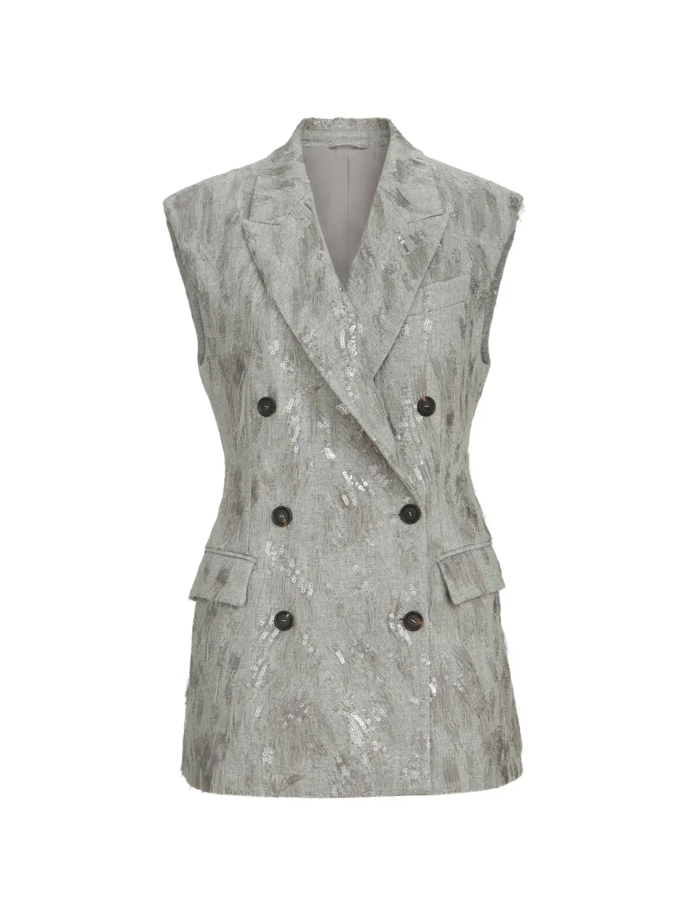 Brunello Cucinelli virgin wool and cashmere twill flannel vest with Dazzling lynx embroidery - Grau