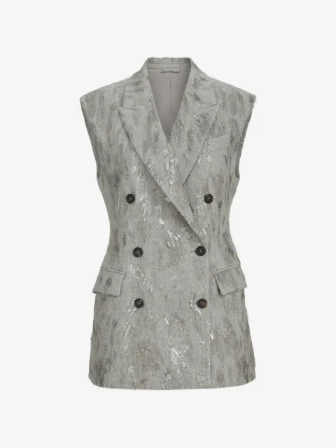 Brunello Cucinelli débardeur en flanelle de sergé de laine vierge et cachemire avec broderie Dazzling lynx