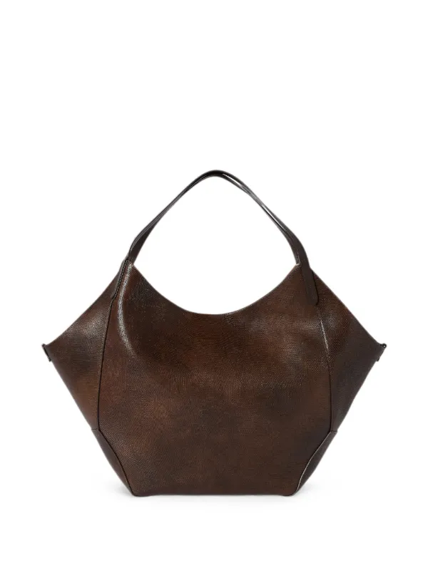 Brunello Cucinelli lizard-effect Leather Bucket Bag | Brown | FARFETCH
