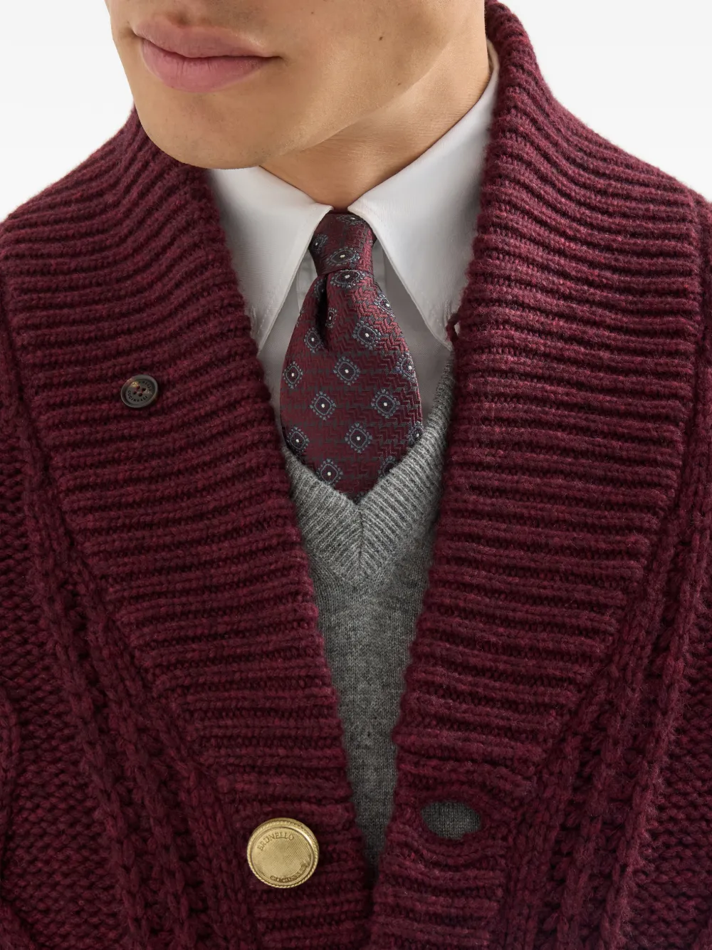 Brunello Cucinelli Zijden stropdas met geometrisch patroon Rood