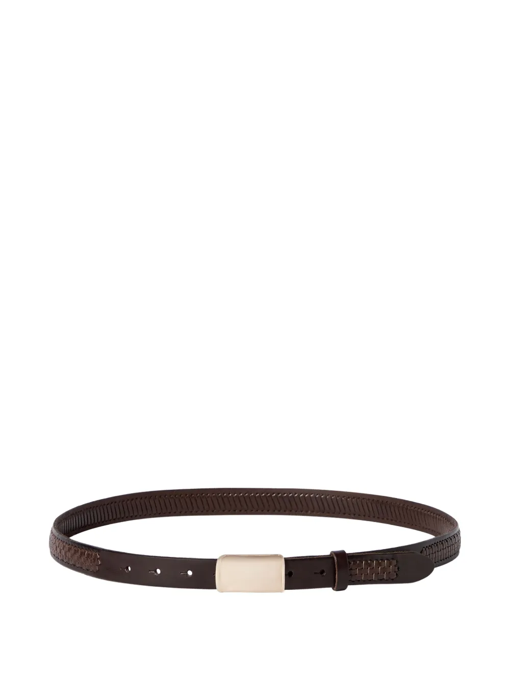 Brunello Cucinelli textured calfskin belt with box-frame buckle - Marrone
