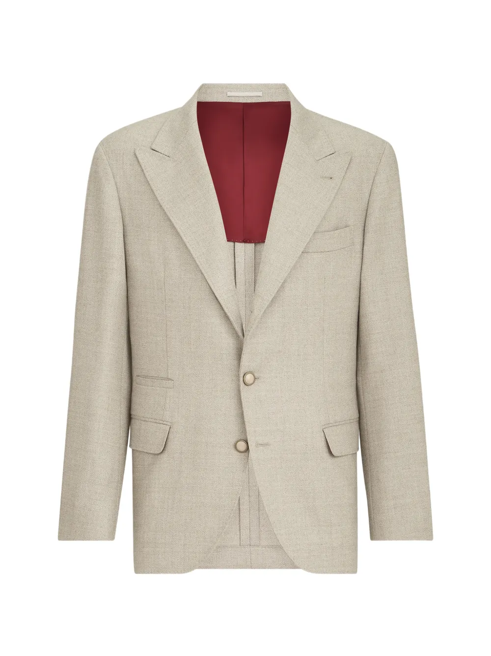 Brunello Cucinelli Mouliné Virgin Wool Twill Deconstructed Blazer With Large Peak Lapels In Neutrals