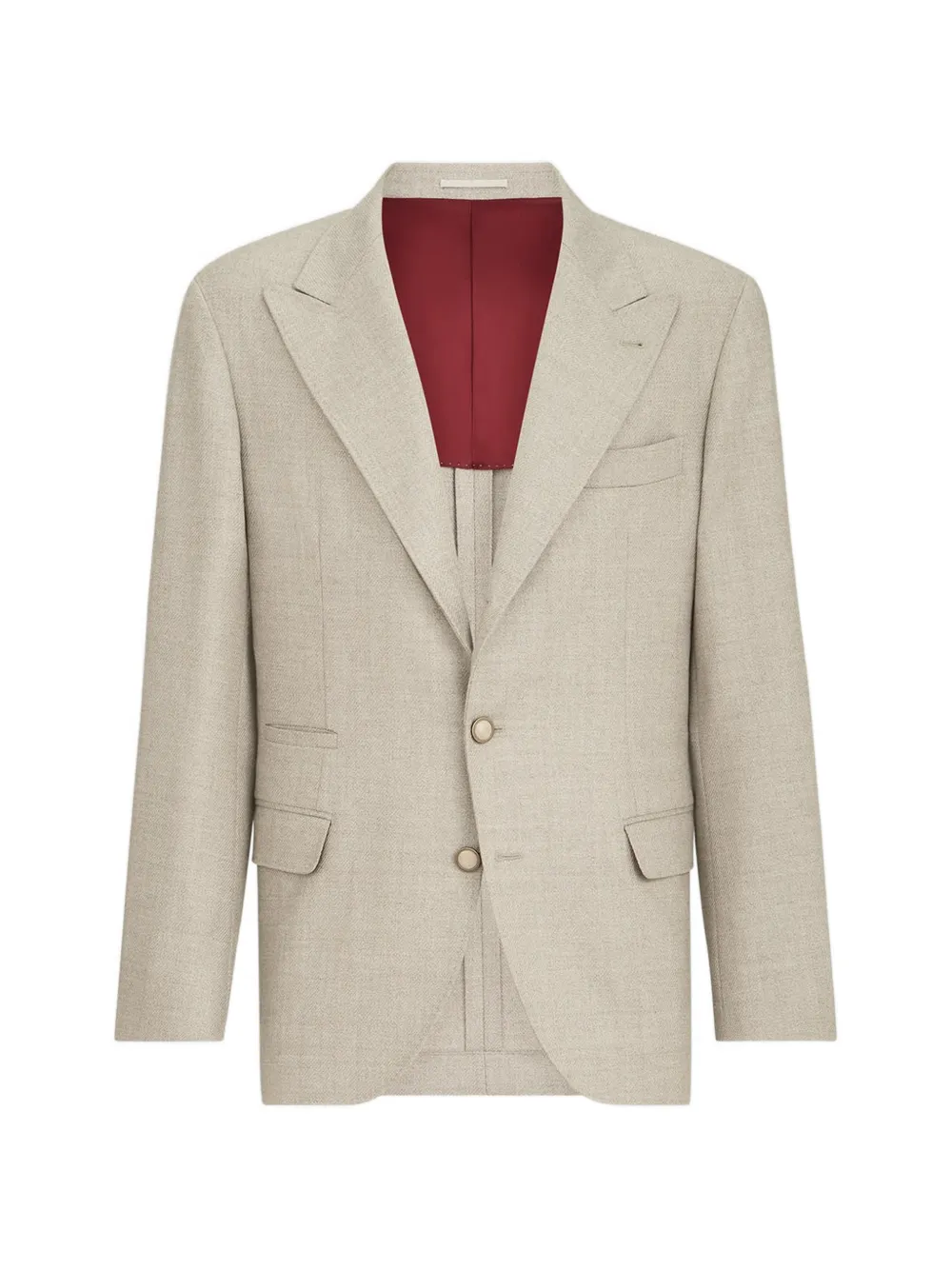 Brunello Cucinelli Mouliné scheerwollen twill gedeconstrueerde blazer met grote puntige revers Beige