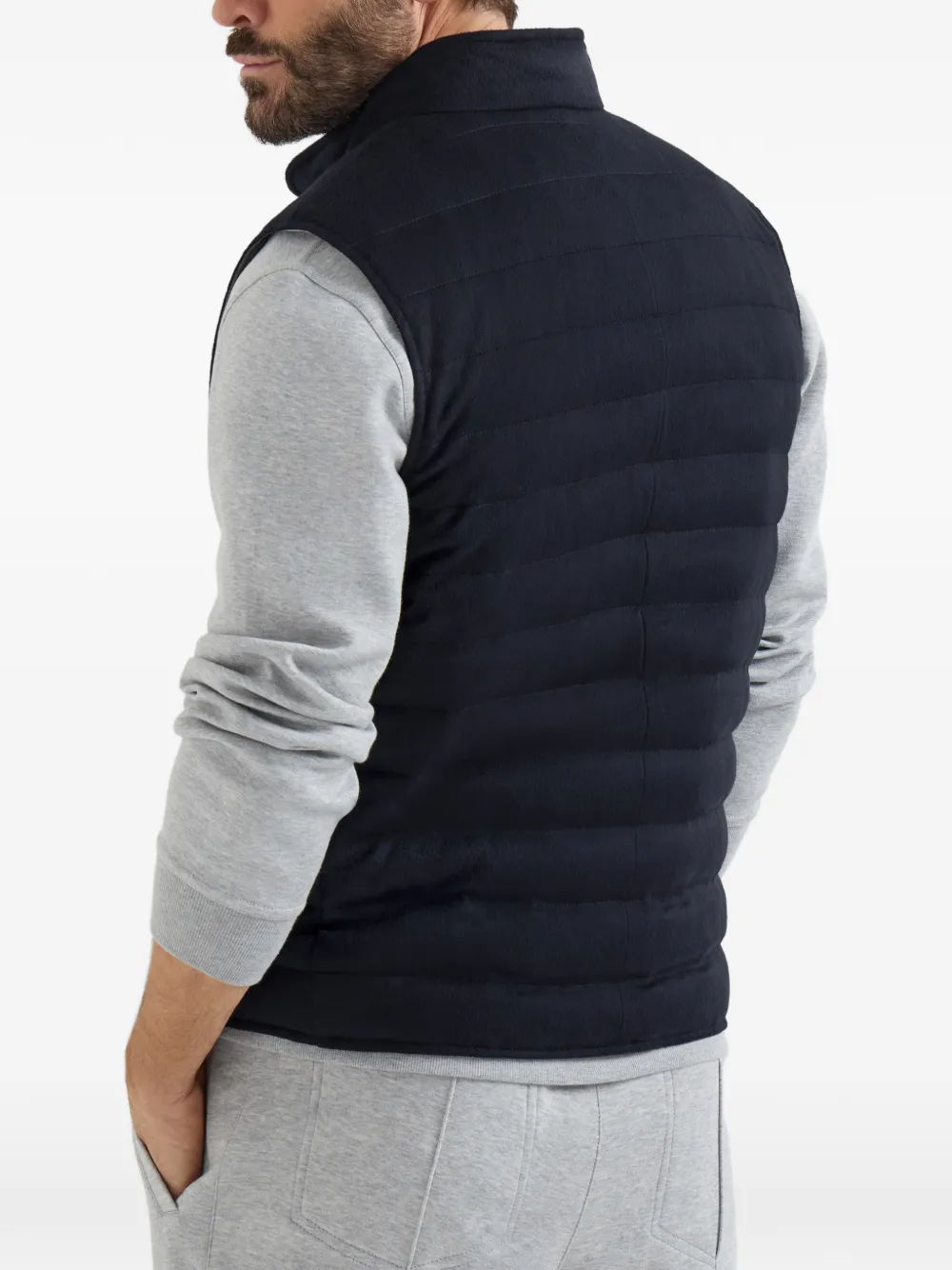 Brunello Cucinelli Lichtgewicht kasjmier flanellen bodywarmer Grijs