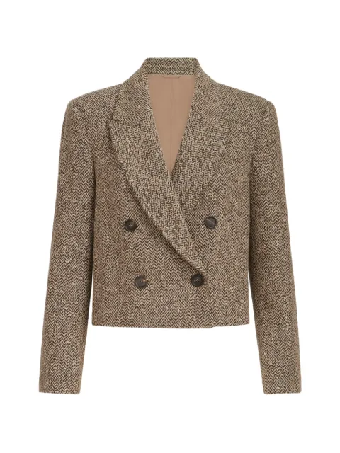 Brunello Cucinelli sparkling virgin wool chevron cropped blazer
