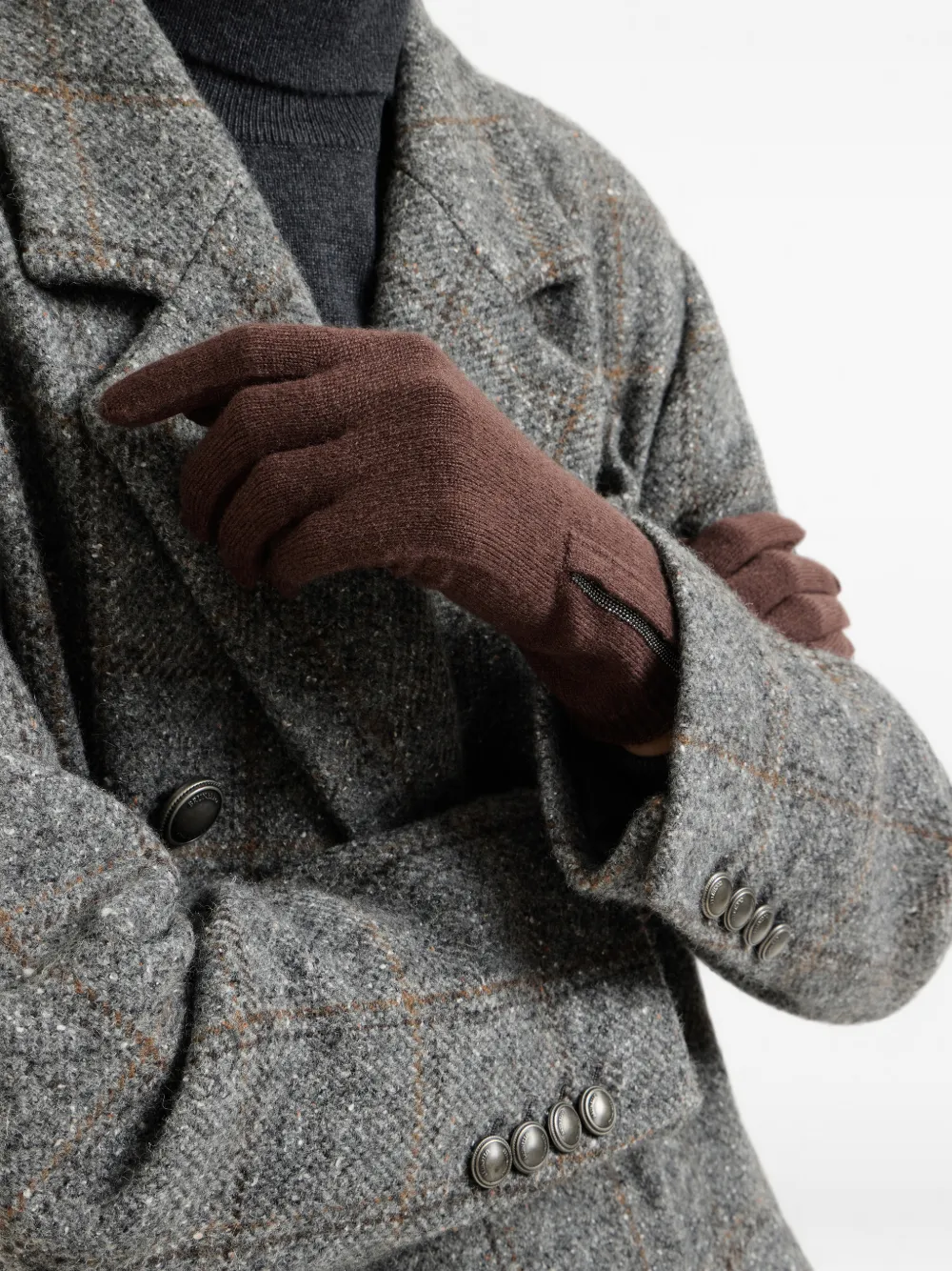 Brunello Cucinelli Gebreide handschoenen van kasjmier met Monili Bruin