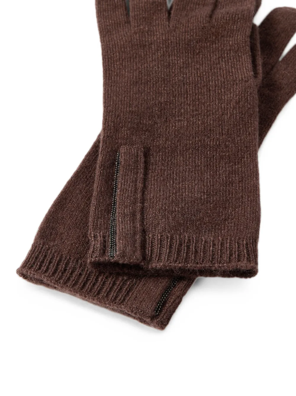 Brunello Cucinelli Gebreide handschoenen van kasjmier met Monili Bruin