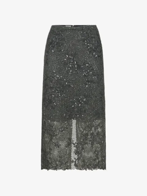 Brunello Cucinelli t-shirt en dentelle-broderie éblouissante en mohair et laine étincelante