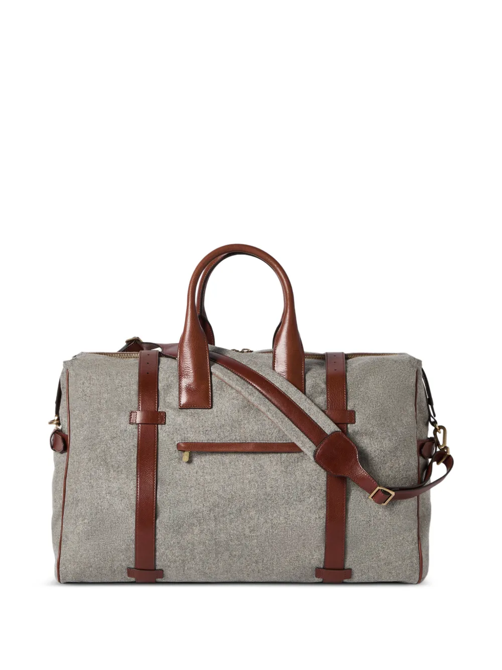  Brunello Cucinelli Bolso Estilo Militar De Lana Virgen, Alpaca Y Cachemira Y Apliques De Piel De Becerro Granulada - Gris 