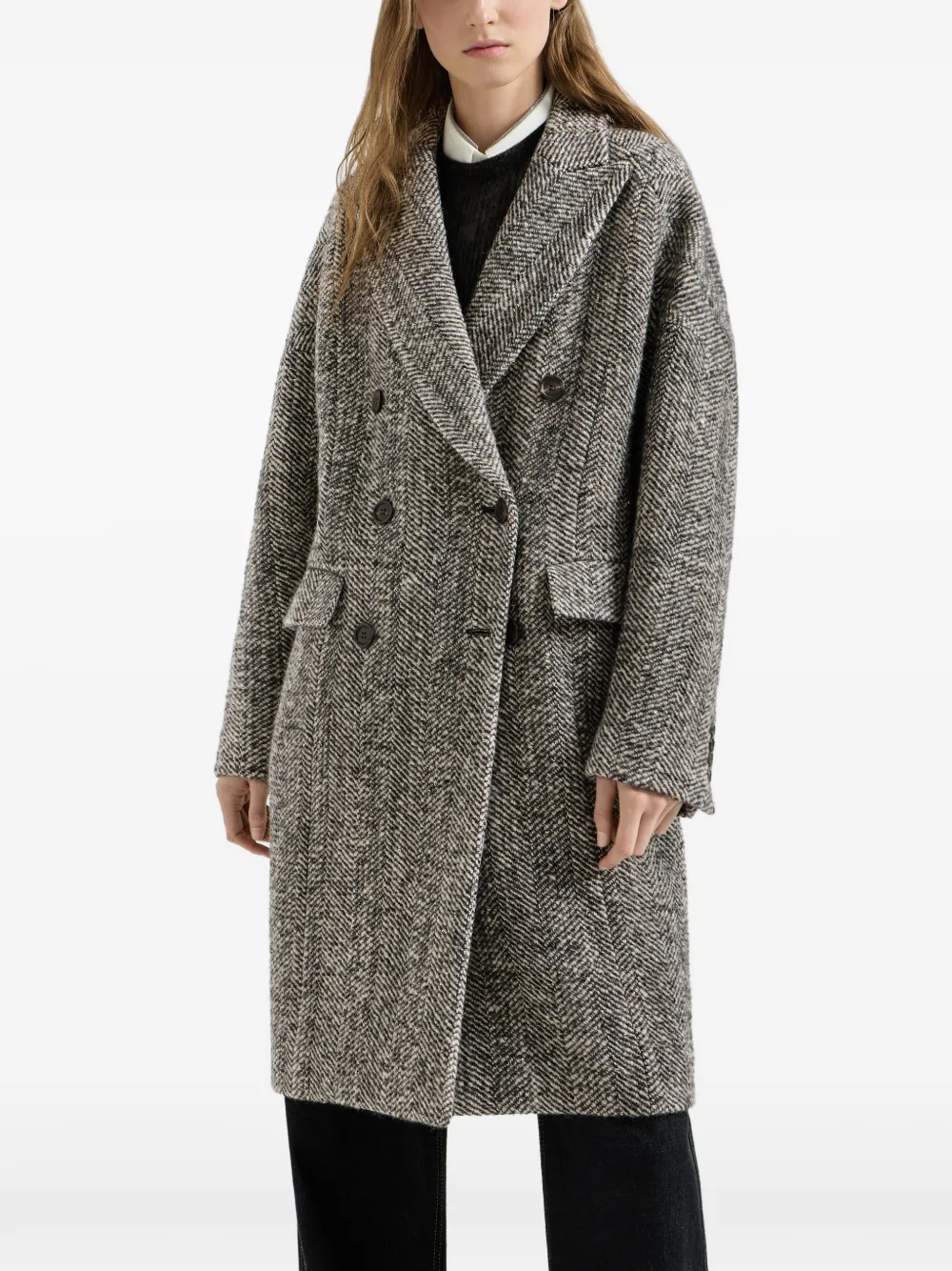 Brunello Cucinelli Monili gebreide jas met chevron-streep Grijs