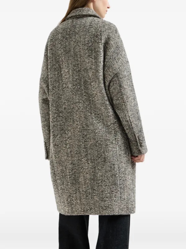 Brunello Cucinelli Monili chevron-knit Coat | Grey | FARFETCH