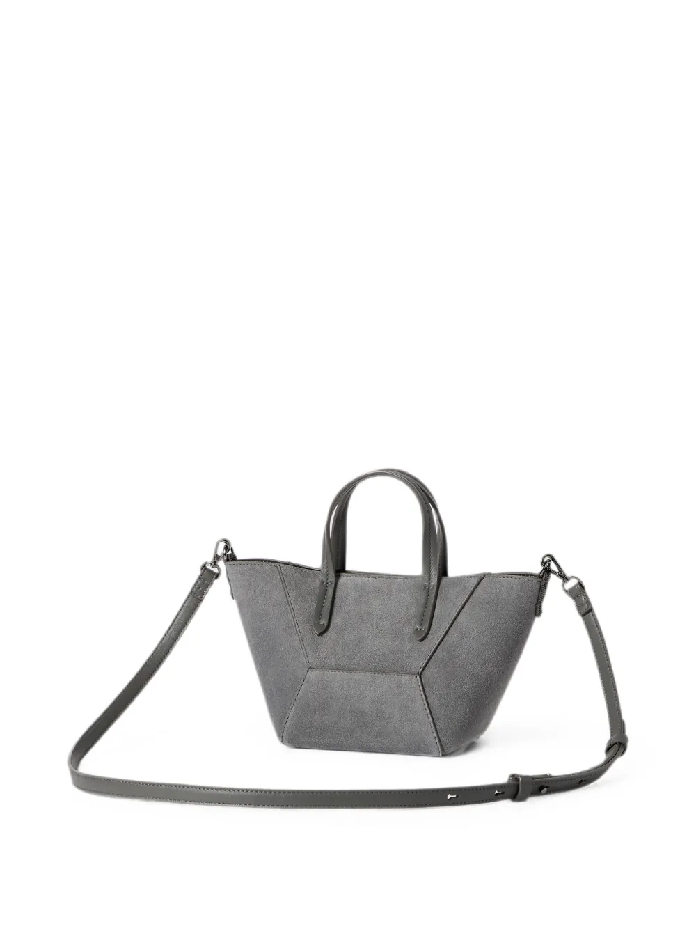 Brunello Cucinelli BC Duo suède mini-tas met monili Grijs