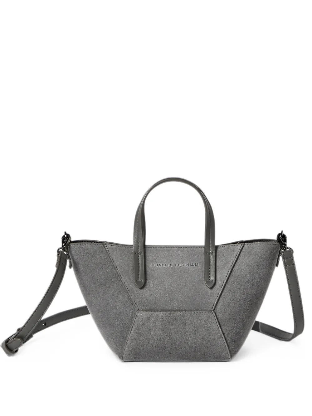 Brunello Cucinelli BC Duo mini bag in suede with Monili - Grey