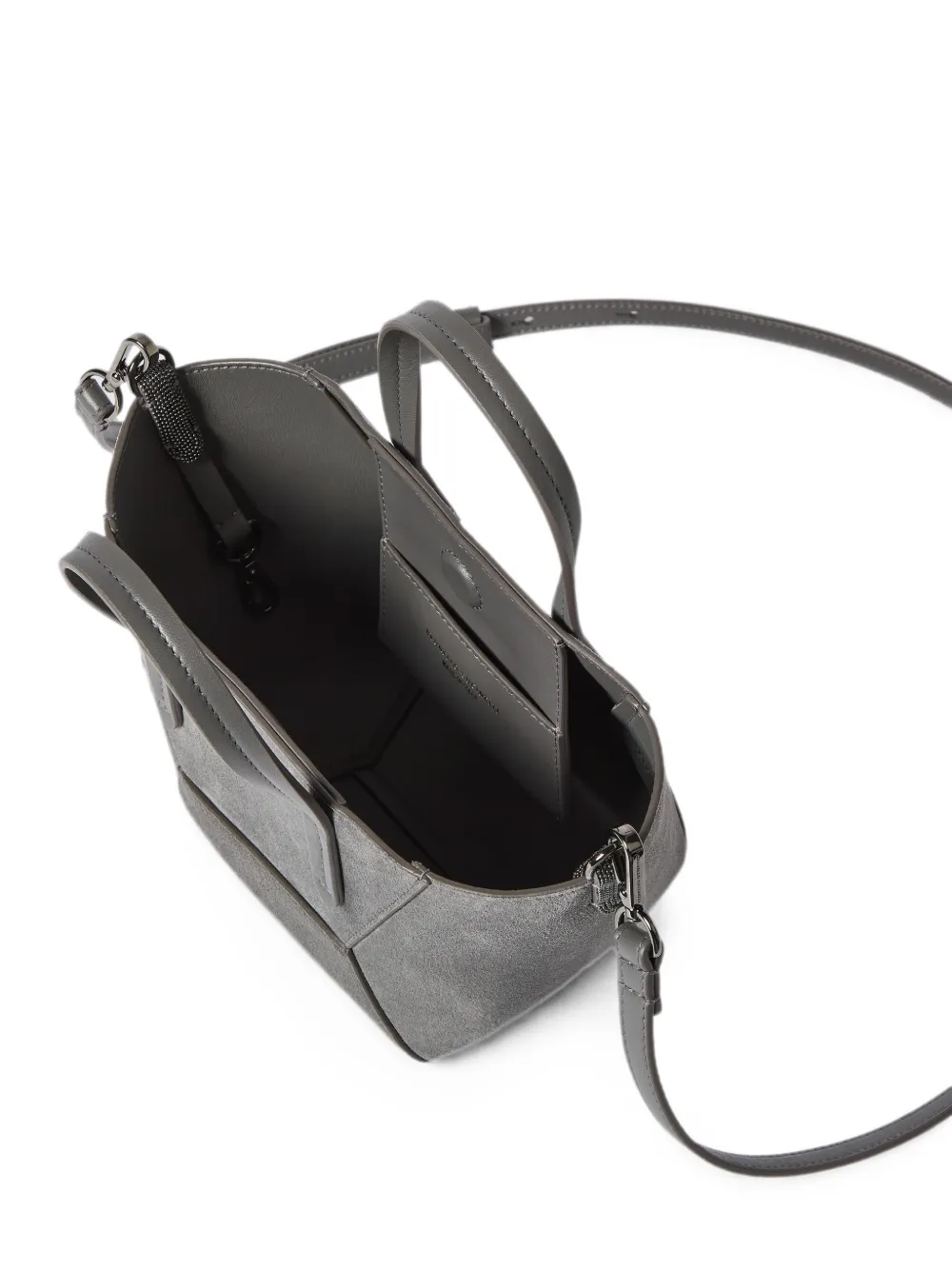 Brunello Cucinelli BC Duo suède mini-tas met monili Grijs