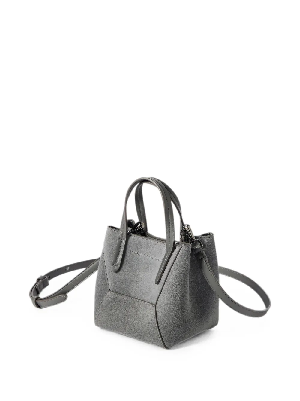 Brunello Cucinelli BC Duo suède mini-tas met monili Grijs