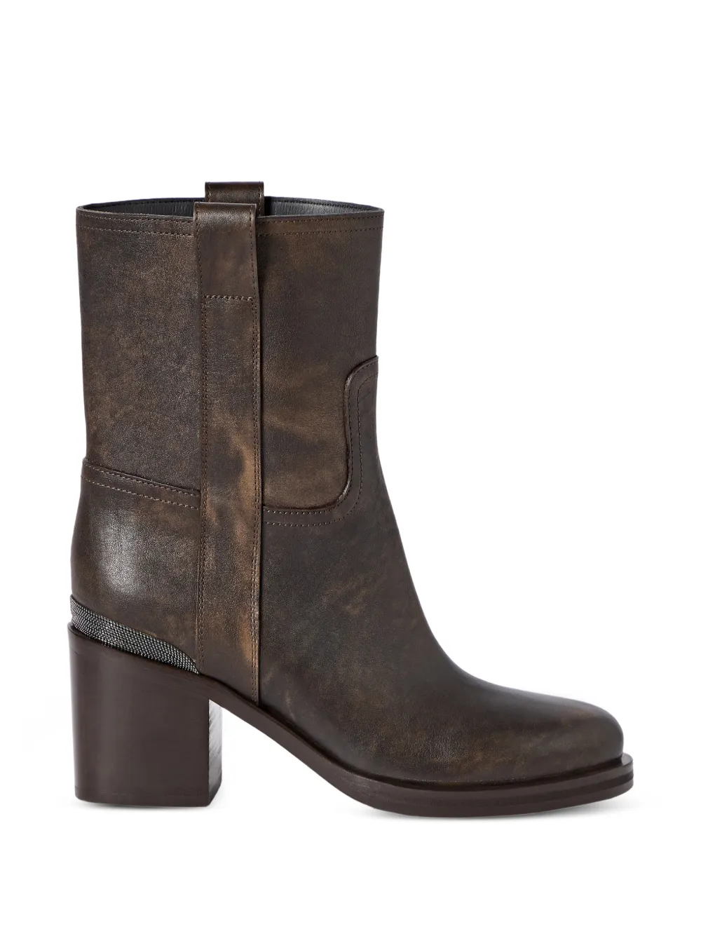 Brunello Cucinelli leather ankle boots with precious detail Bruin