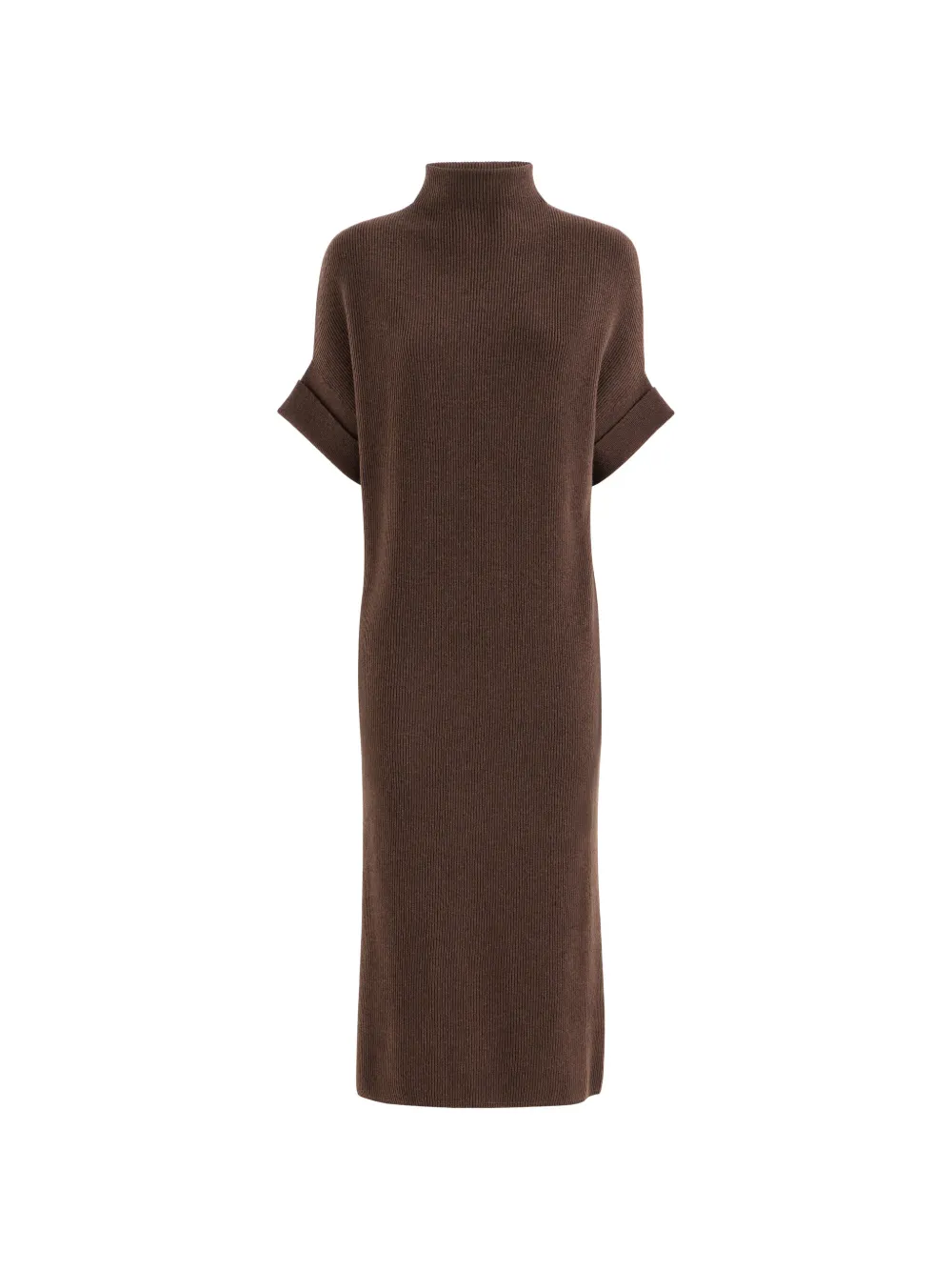 Brunello Cucinelli cashmere rib-knit mock-neck dress - Marrone