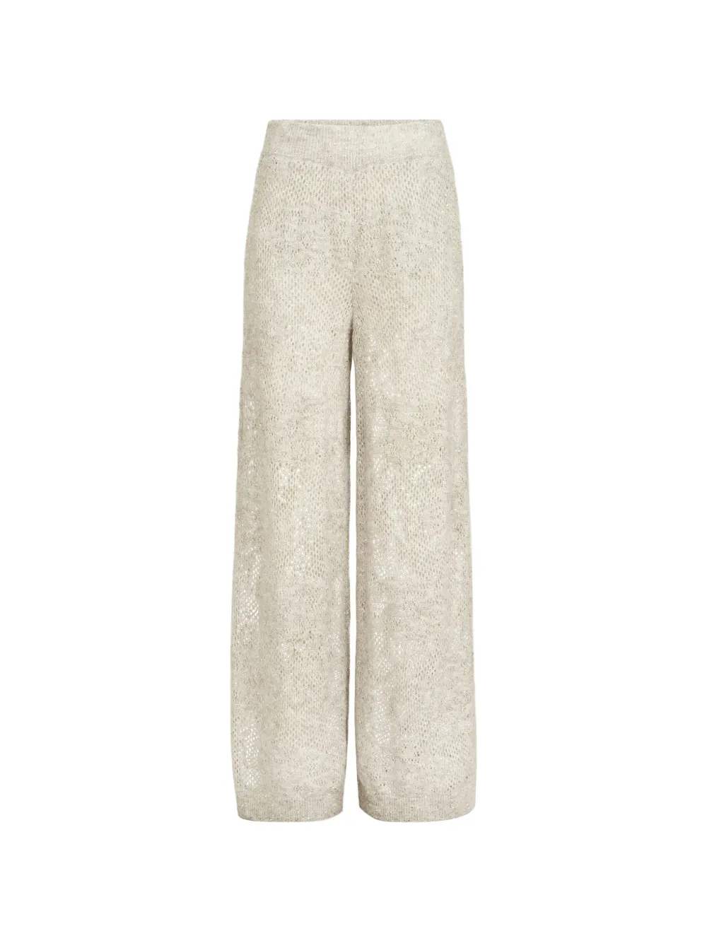Brunello Cucinelli lace-flowers knit track trousers in sparkling mohair and virgin wool - Nude