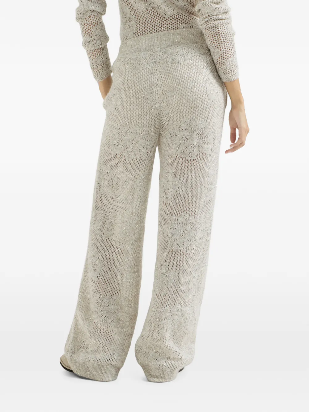 Brunello Cucinelli Gebreide trainingsbroek met mohair en scheerwol Beige