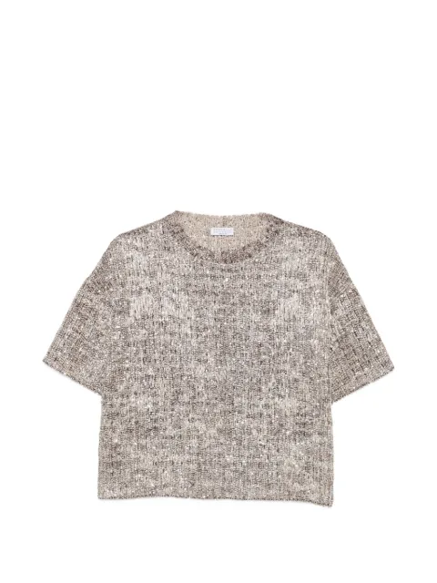Brunello Cucinelli Dazzling craquelé embroidery T-shirt in mohair and wool