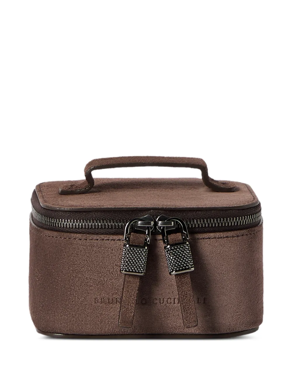 Brunello Cucinelli 샤이니 지퍼 스웨이드 스몰 보석함 | 브라운 | Image 1