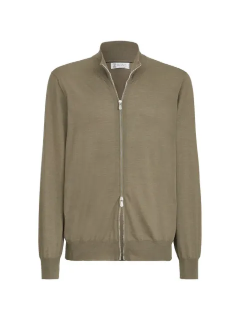 Brunello Cucinelli Leichter Cardigan aus Kaschmir und Seide mit Reißverschluss