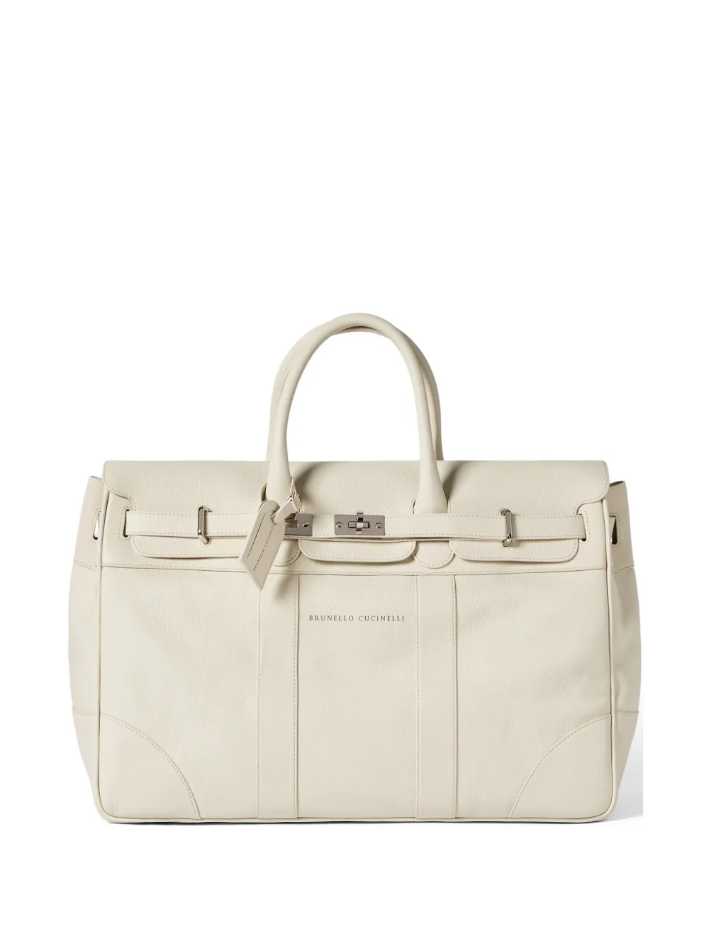 Brunello Cucinelli grained-calfskin country bag - Toni neutri
