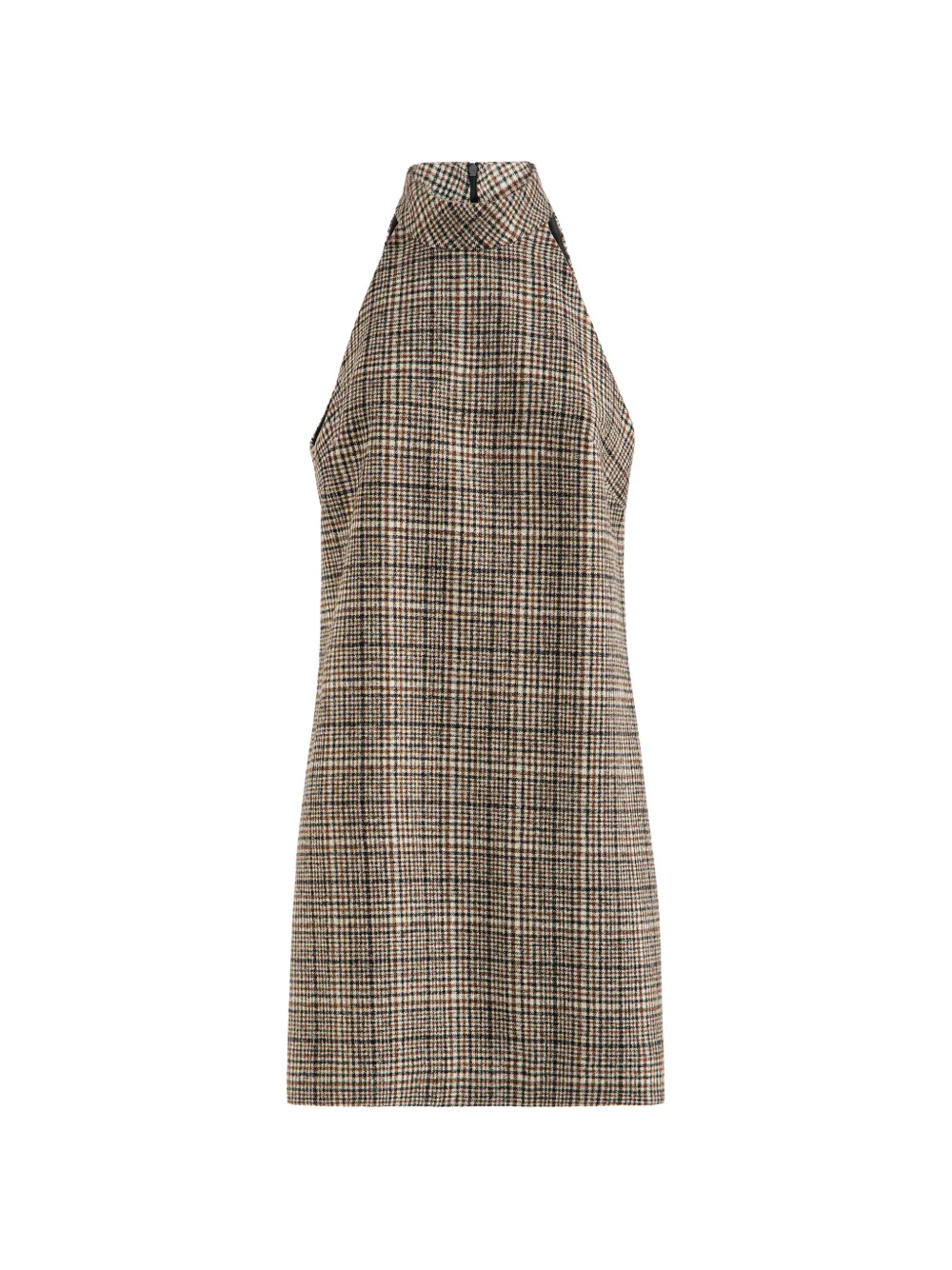 Brunello Cucinelli checked alpaca and wool dress with Monili - Toni neutri