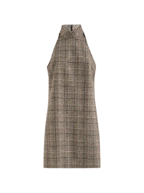Brunello Cucinelli checked alpaca and wool dress with Monili