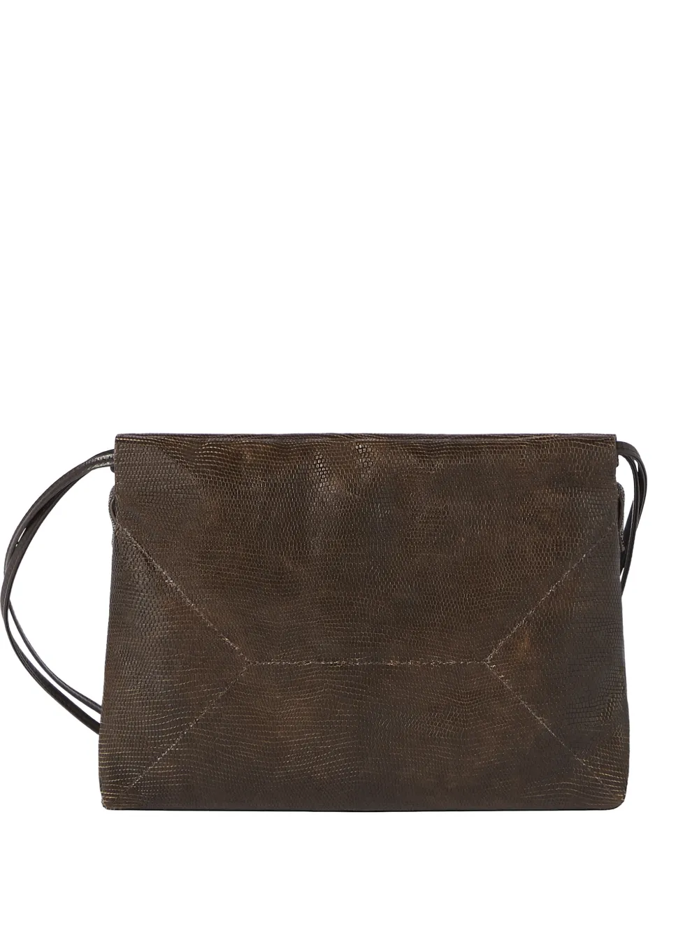 Brunello Cucinelli Pouch in pelle di vitello con effetto lucertola - Marrone