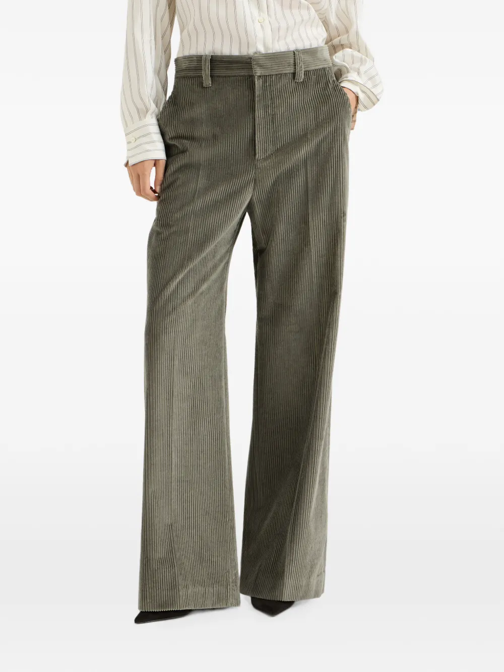 Brunello Cucinelli Ribfluwelen broek Groen