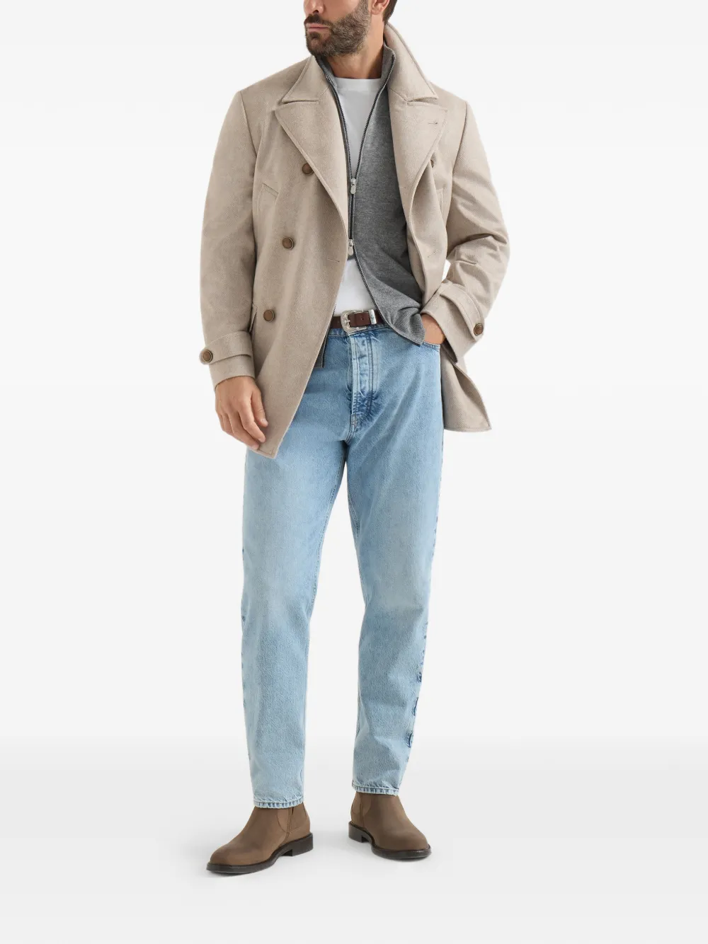 Brunello Cucinelli Kasjmier vest met hoge hals en rits Grijs