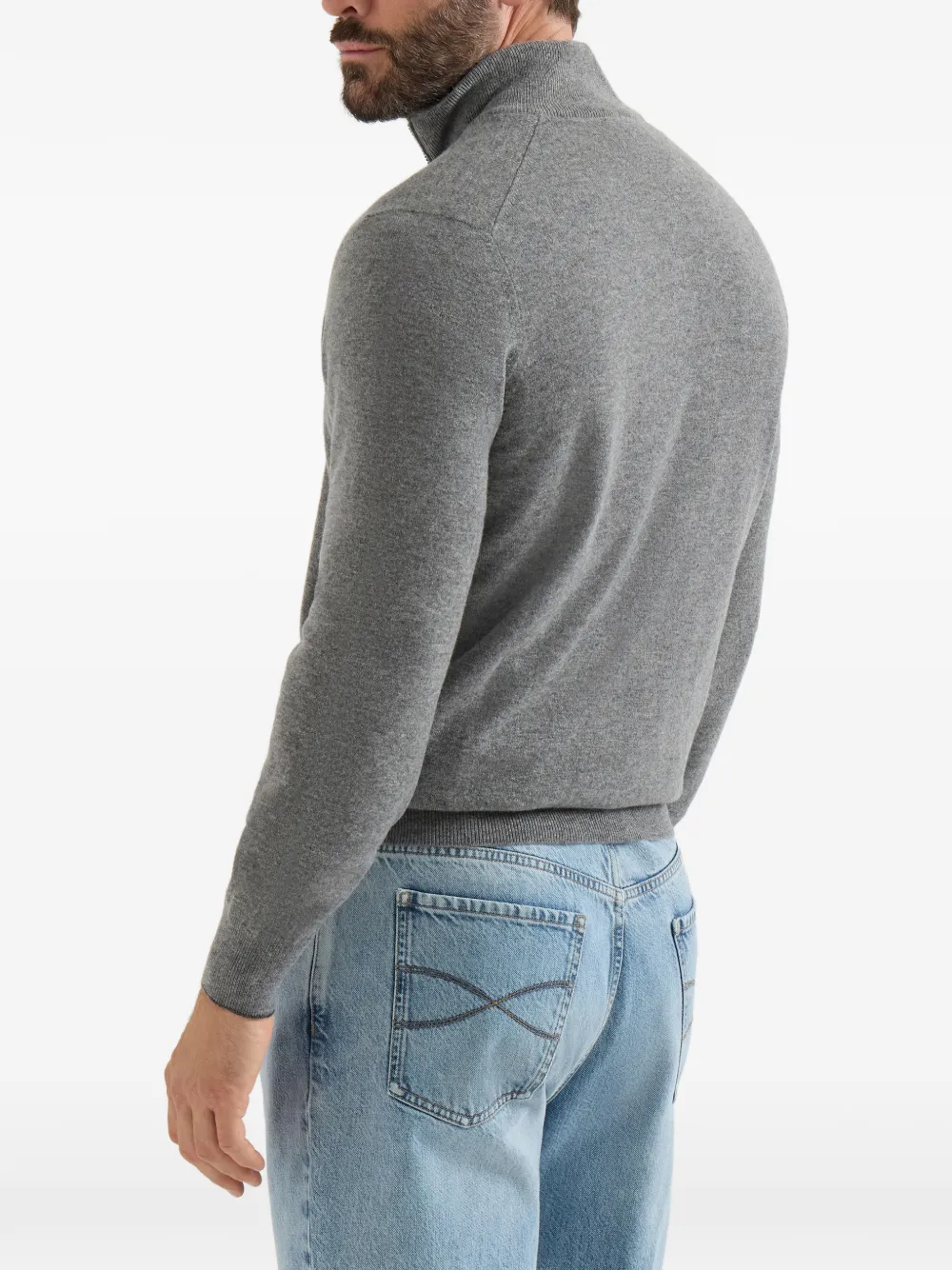 Brunello Cucinelli Kasjmier vest met hoge hals en rits Grijs