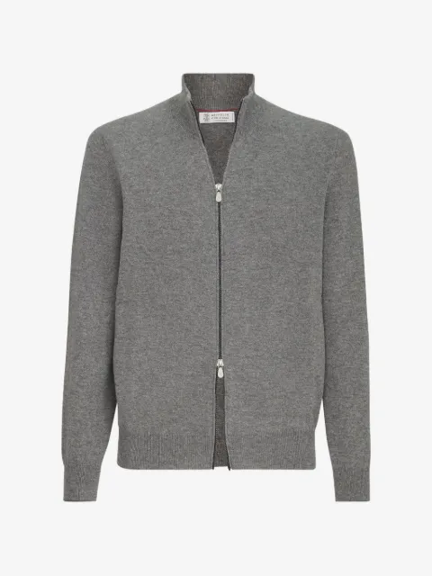 Brunello Cucinelli cashmere high-neck cardigan with zipper