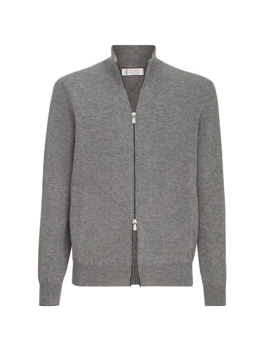 Brunello Cucinelli Kasjmier vest met hoge hals en rits Grijs