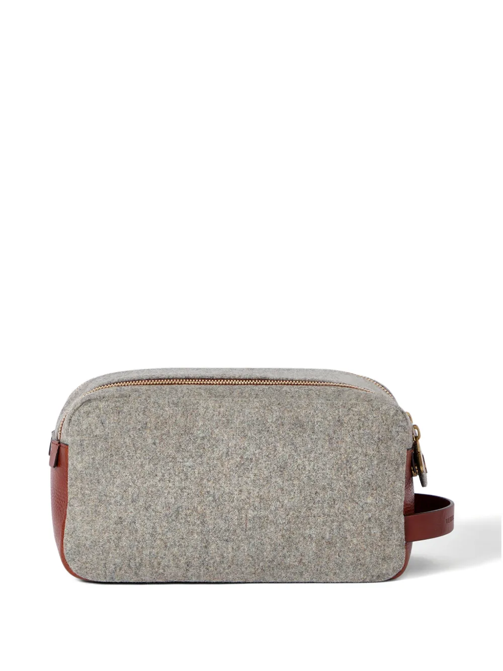  Brunello Cucinelli Trousse In Flanella Di Lana Vergine, Alpaca E Cashmere Con Inserti In Pelle Di Vitello E Doppia Zip - Grigio 