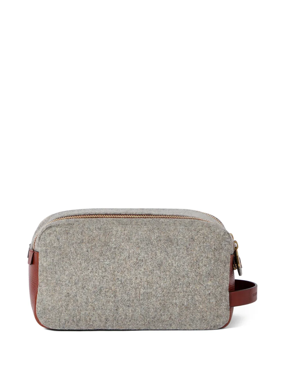  Brunello Cucinelli Virgin Wool, Alpaca And Cashmere Flannel Beauty Case With Grained Calfskin Inserts And Double Zipper - Gris 