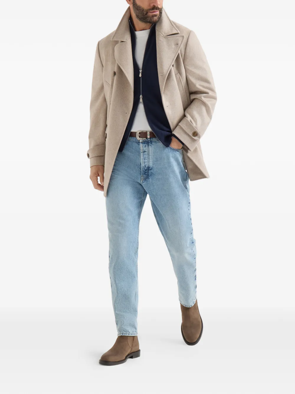 Brunello Cucinelli Kasjmier vest met hoge hals en rits Blauw