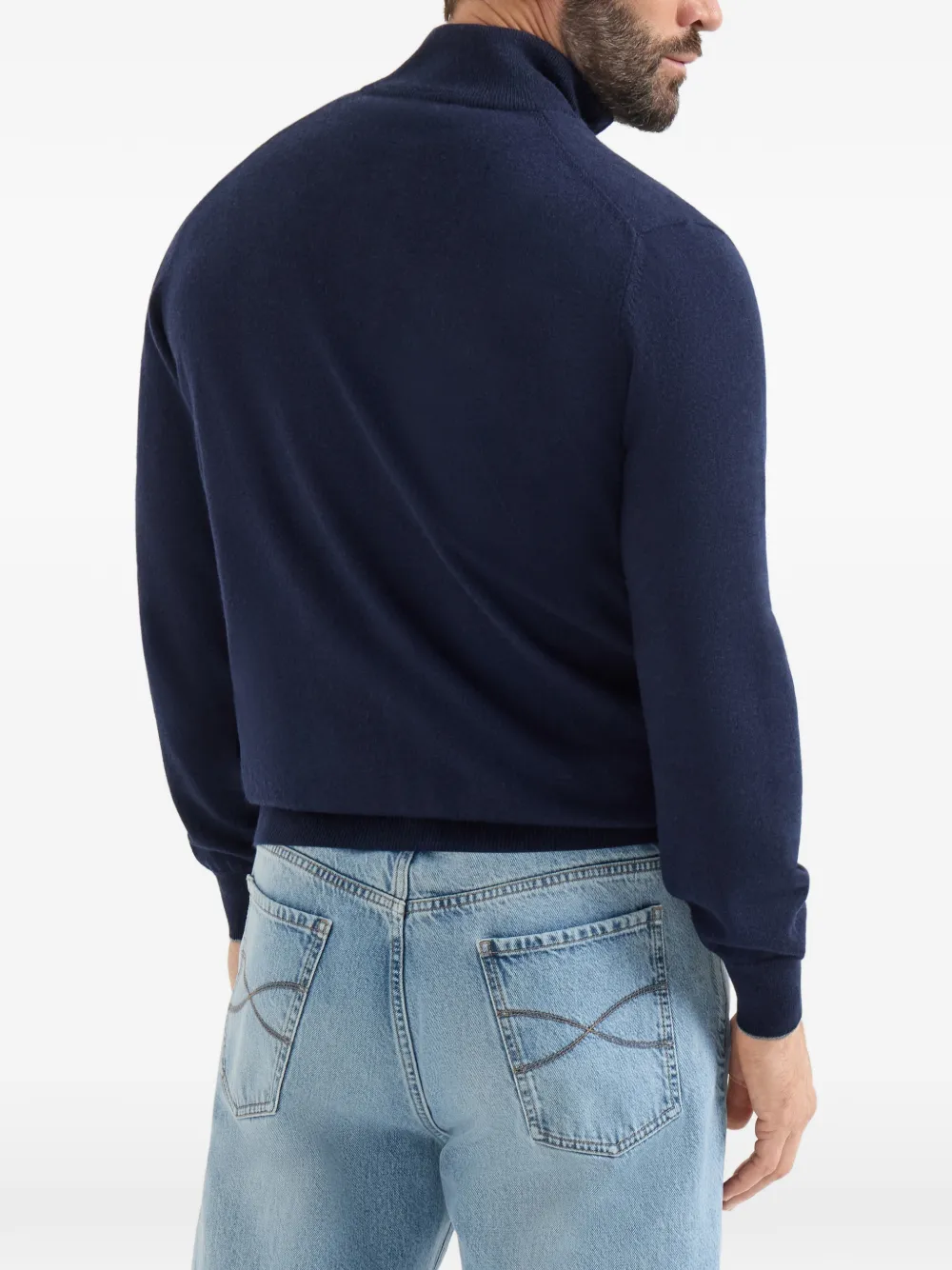 Brunello Cucinelli Kasjmier vest met hoge hals en rits Blauw