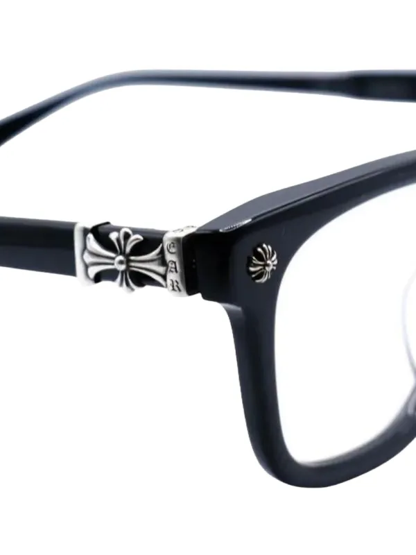 Chrome Hearts メガネフレーム ブラック Chrome Hearts logo-detail rectangle-frame Glasses | Black | FARFETCH