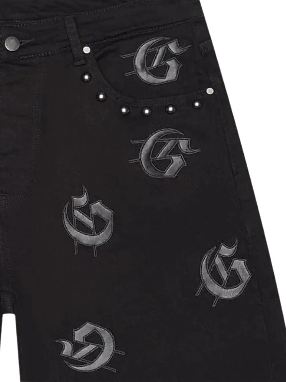 GODSPEED Denim shorts met borduurwerk Zwart