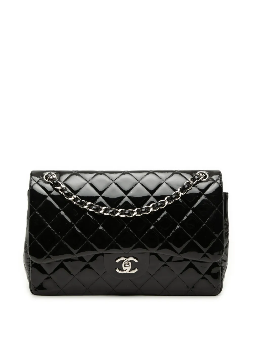 CHANEL Pre-Owned 2013-2014 Jumbo Classic Patent Double Flap shoulder bag - Nero