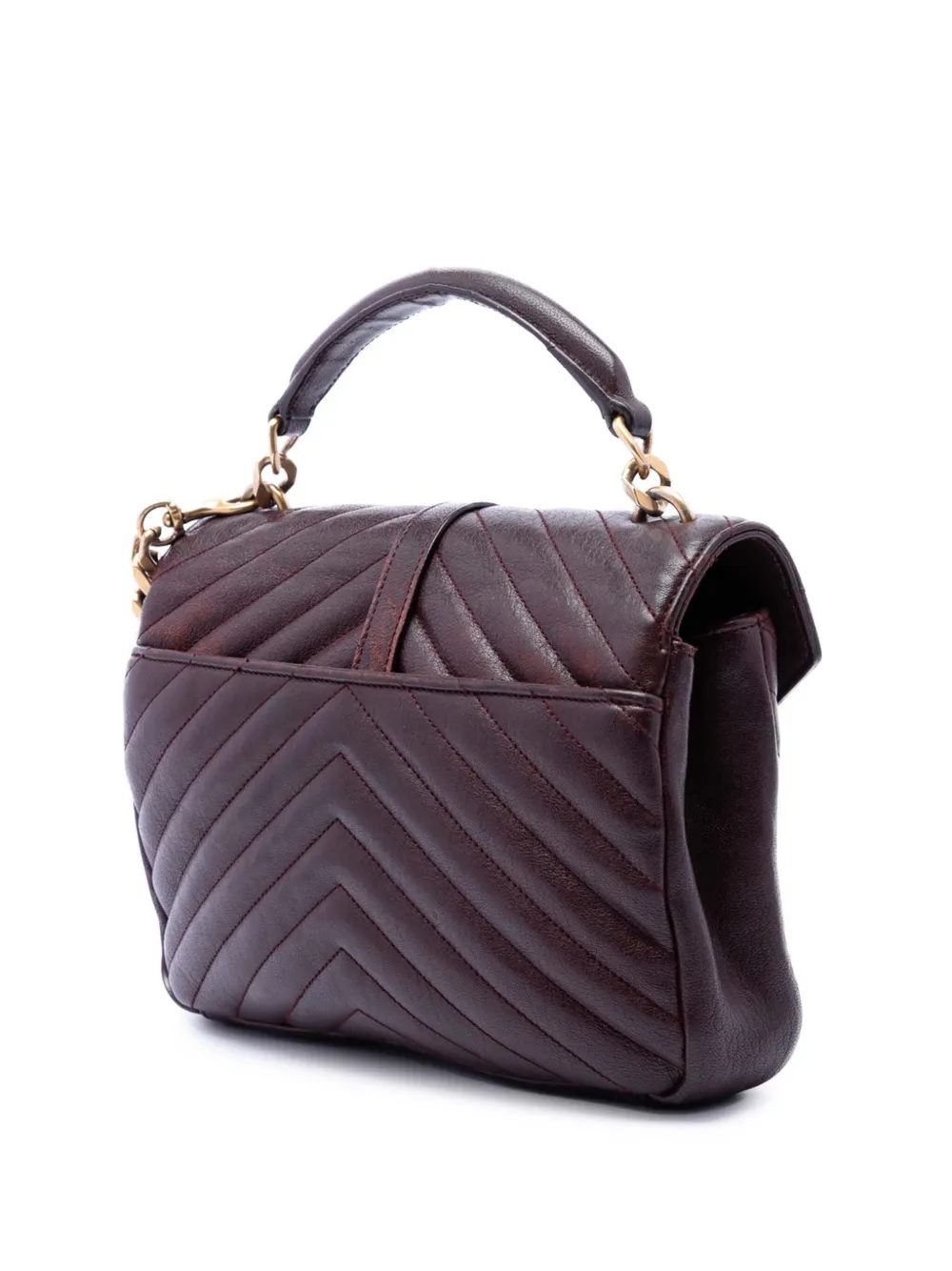  Saint Laurent Pre-owned Borsa A Tracolla College Media In Pelle Di Pecora Con Monogramma E Motivo Chevron 2016 - Rosso 