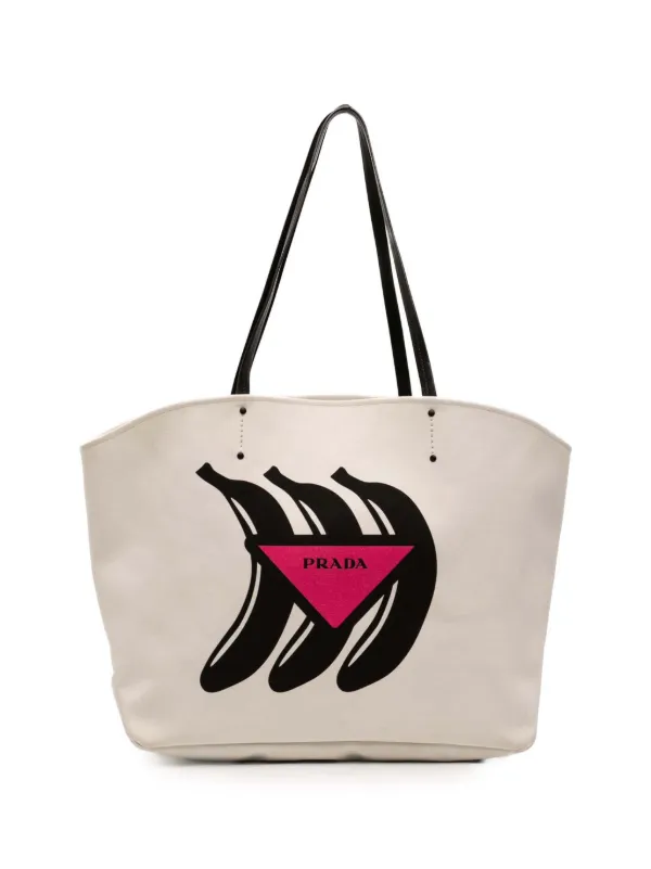 Prada Pre-Owned 2013-2026 Canvas Canapa Printed Banana Tote Bag