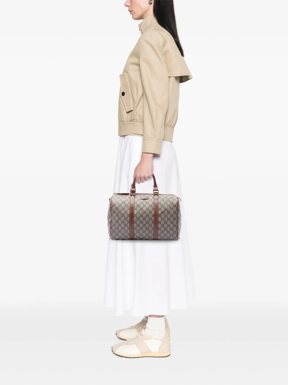 Gucci Pre-Owned GG Supreme Joy 中号波士顿包（2016-2026年典藏款