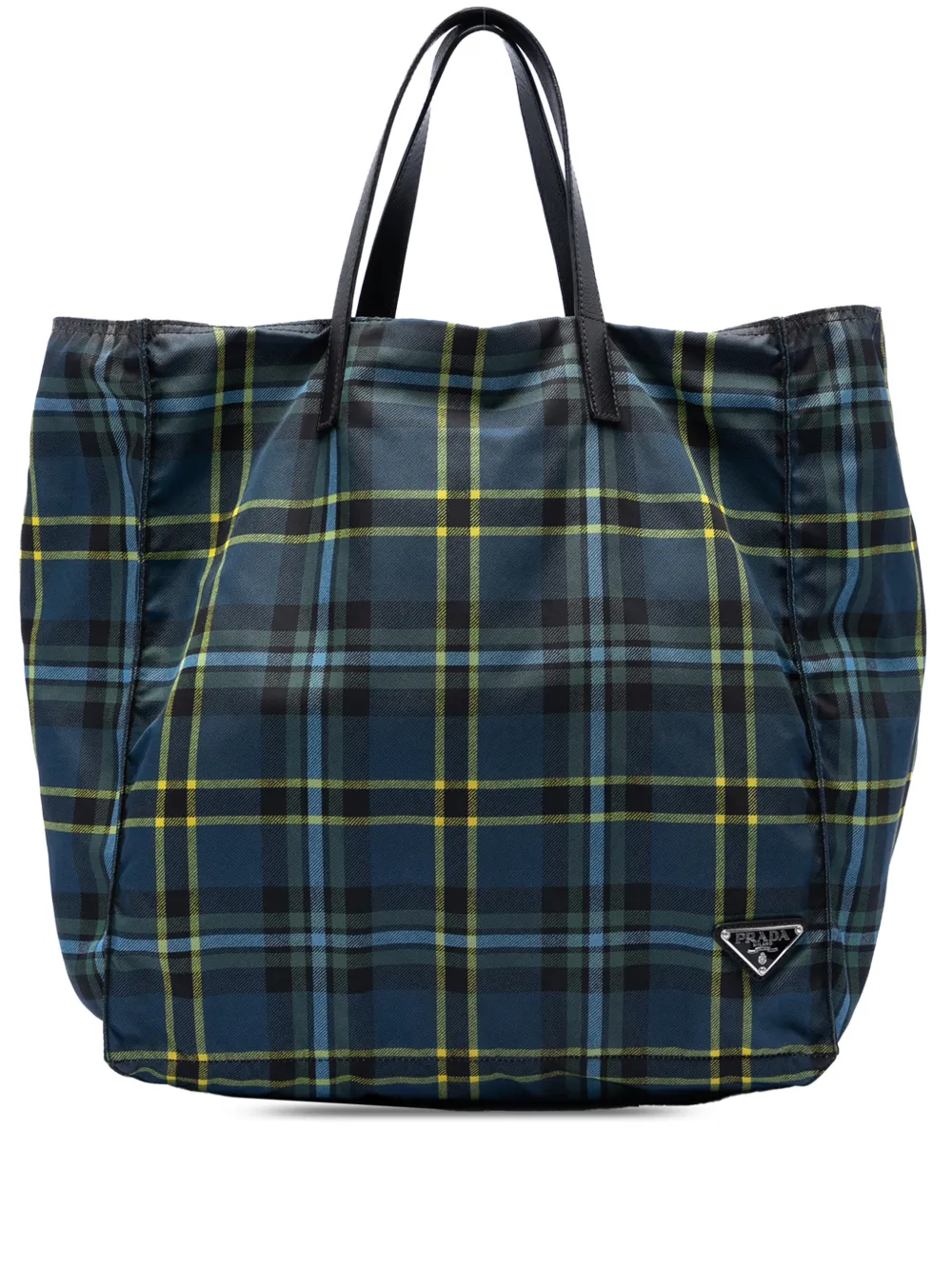 Prada Pre-Owned 2013-2026 Tessuto Stampato Plaid tote bag - Blu