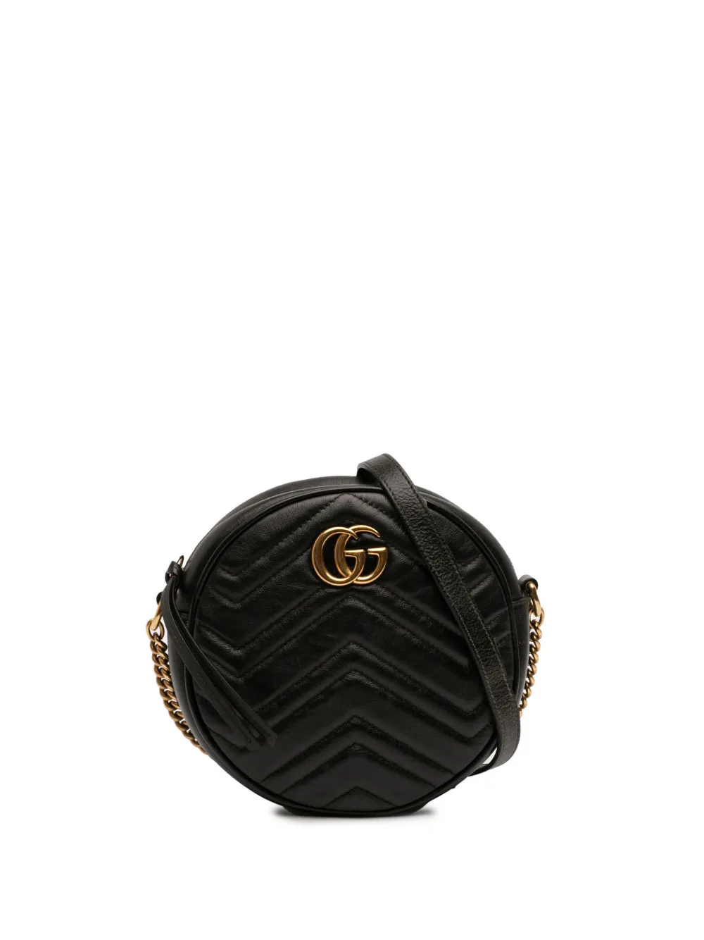 Gucci Pre-Owned 2016-2026 Mini GG Marmont Matelasse Leather Round crossbody bag - Nero